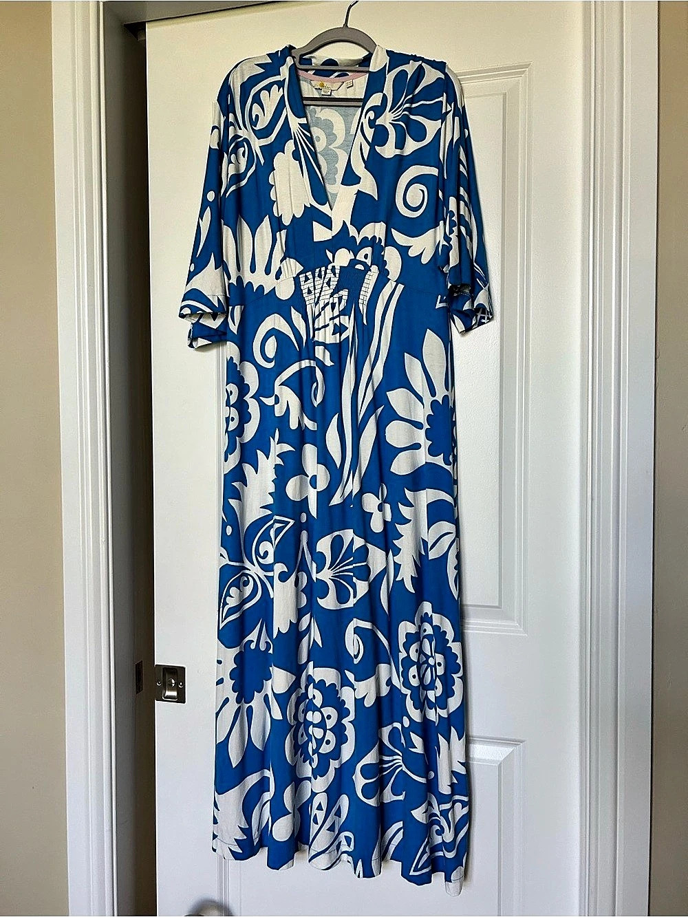 Boden Blue & White Floral Maxi Dress – Size Large